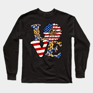 4Th Of July Us American Flag Peace Sign For Love Long Sleeve T-Shirt